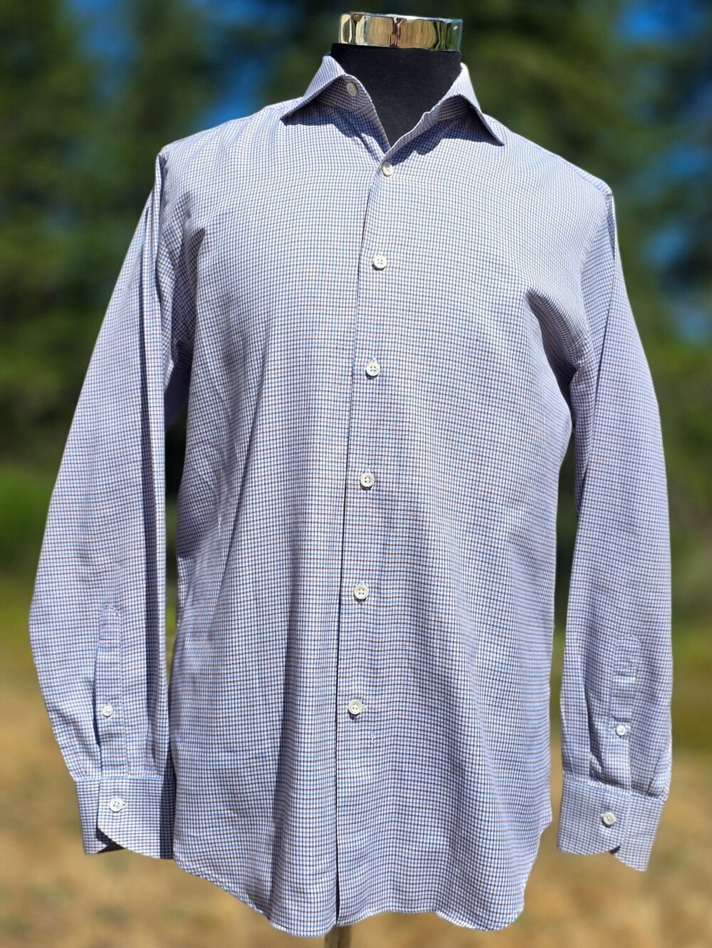 Canali Dress Shirt Mens M 39/15.5 Striped Twill Button Up Made In Italy Cotton